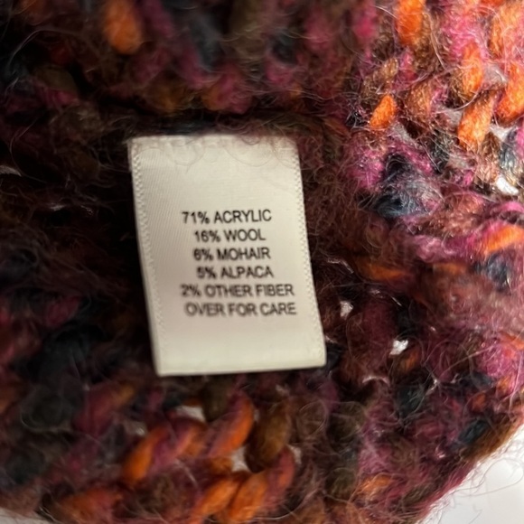 Relativity Marled Crochet Knit 2 Button Cape Multicolor Cropped Sweater Large - Picture 9 of 9
